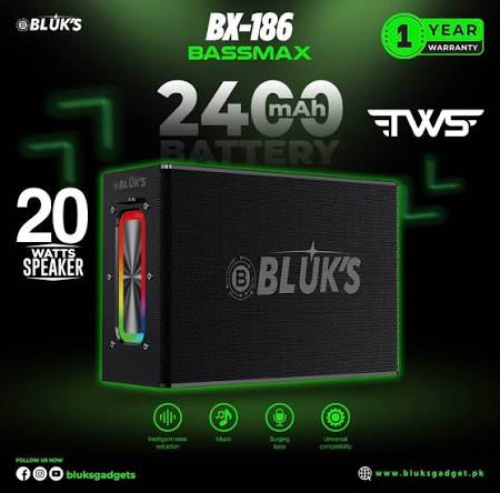 BLUKS BX186 BASSMAX 20W WIRELESS SPEAKER