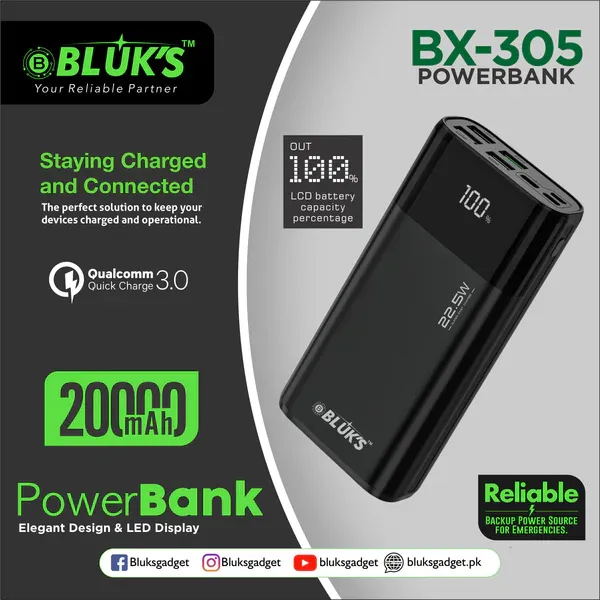 BLUKS BX305 POWER BANK 20000MAH