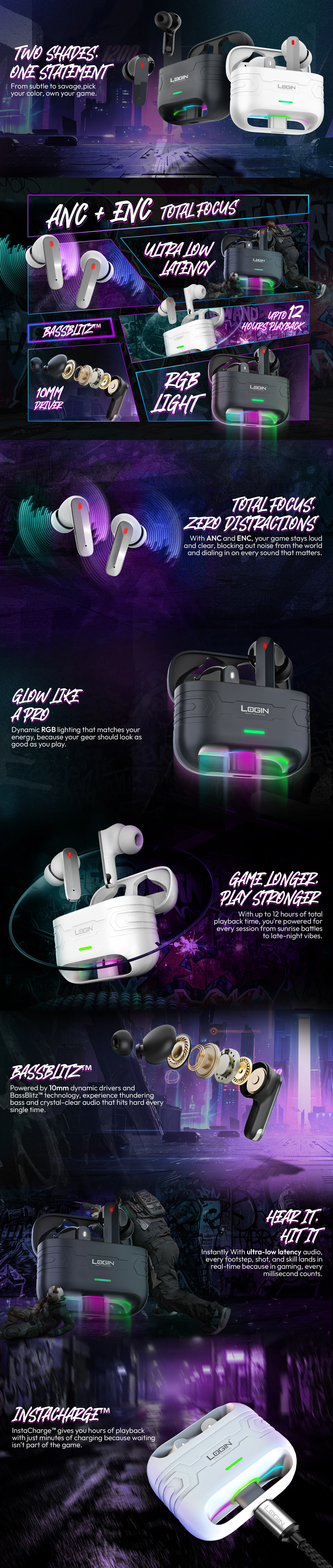 LOGIN L 220 GAMING + MUSIC EARBUDS